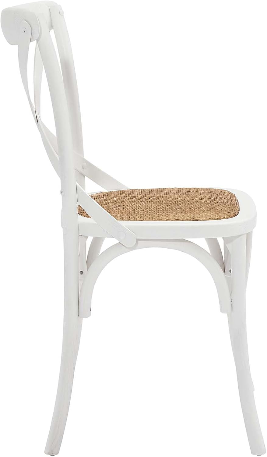 Modway Gear Rustic Modern Farmhouse Elm Wood Rattan Dining Chair in Gray