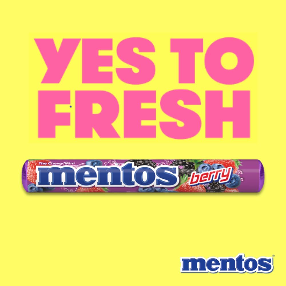 Mentos Chewy Mint Candy Roll, Cinnamon, 14 Pieces Per Roll, 15 Count Pack