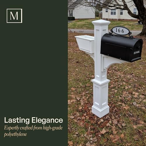Mayne Westbrook Decorative Mail Post with Planter, White | For post-mount mailboxes, Weather & fade resistant, All season, 15-year warranty