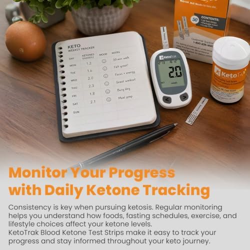 KetoTrak Blood Ketone Test Strips, 50 Count for Ketone Monitoring