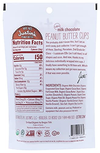 Justin's, Mini Peanut Butter Cups, Milk Chocolate, 4.7 oz