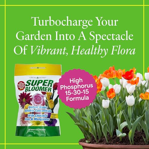 Grow More Super Bloomer 15-30-15 Fertilizer - 1.5lbs of Flower Fertilizer Bloom Booster - Flower Food for Flowers of All Types - Water-Soluble Bulb Food with Chelated Iron and Manganese