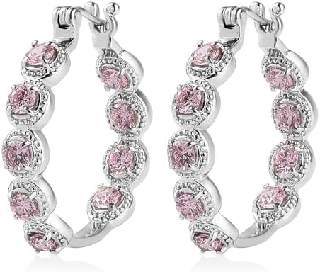Pink Cubic ZirconiaEarrings in Stainless Steel