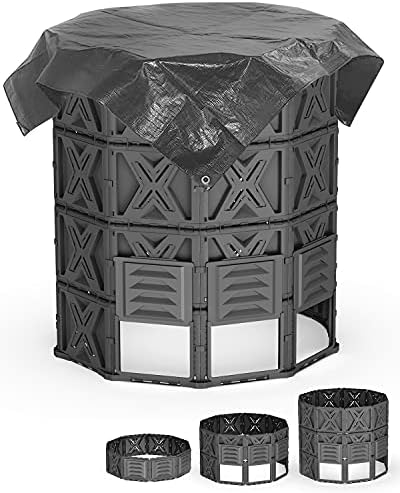 190 Gallon Large Outdoor Compost Bin, 720L Garden Composter with Aeration Vents, BPA-Free PP Panels, Modular Structure with Bottom Access Door and Lid