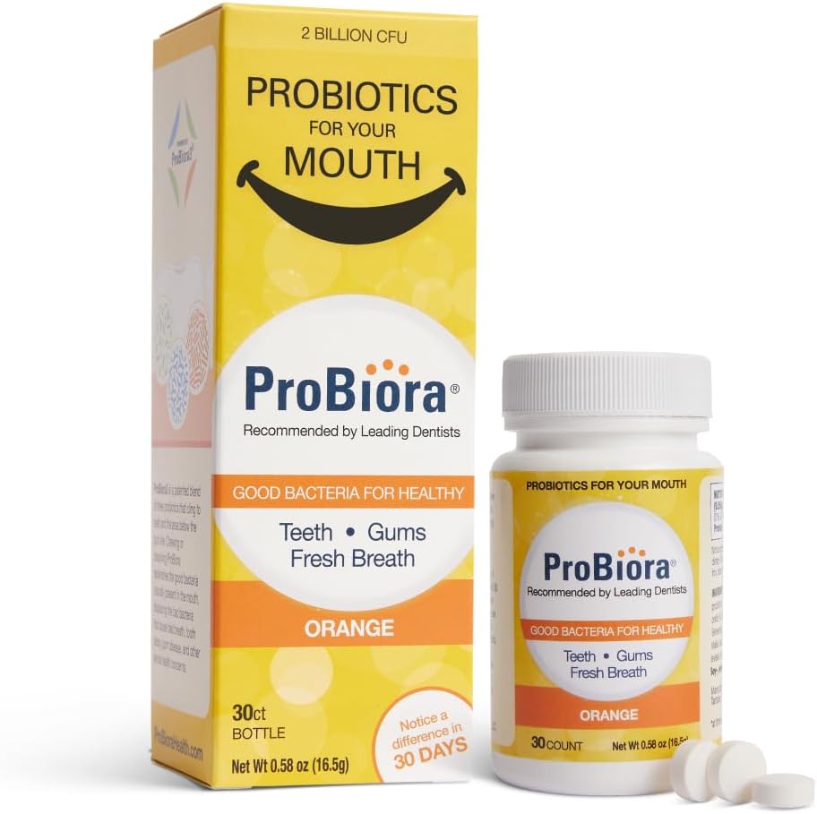 ProBiora Oral Probiotics for Teeth and Gums | Dental Probiotics for Improved Oral Health | Bad Breath Treatment for Adults | ProBiora3 Patented Probiotic Blend | Tooth Whitening | 30 Mint Tablets
