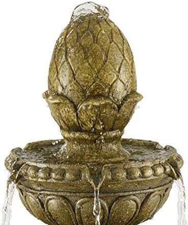 Sag Harbor 66" High Stone 4-Tier LED Outdoor Floor Large Fountain | Italian Decor Sand with Light Waterfall Standing Basin Water Feature for Outside
