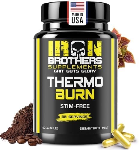 Iron Brothers Stimulant Free Fat Burner | Non Stim Thermogenic Metabolism Booster for Weight Loss | Caffeine Free Diet Pills with Acetyl L-Carnitine