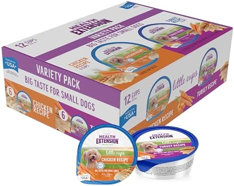 Health Extension Little Cups Grain-Free Wet Dog Food, Small Breed - Variety Box (6 Chicken/6 Turkey) 3.5 oz - Easy to Digest