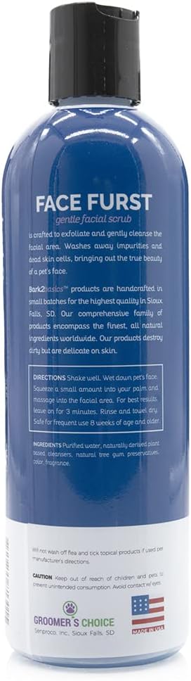 Bark2Basics Face Furst Scrub Dog Shampoo - 16 oz, Exfoliates and Gently Cleans Facial Area, Helps Remove Tear Stains