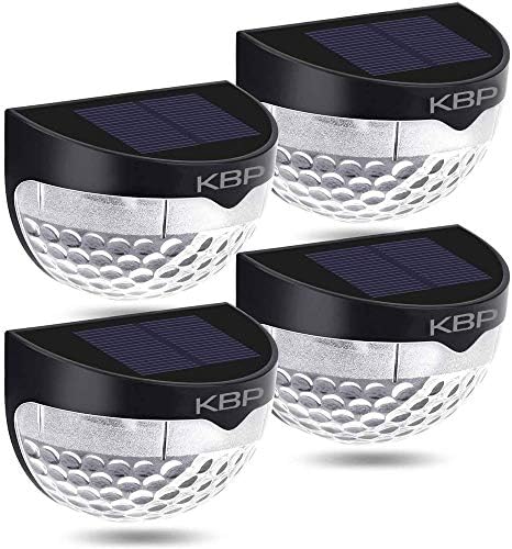 KBP Solar Fence Lights Outdoor Decorative Garden Lights Waterproof Wall Lights for Patio, Yard, Stairway (White)
