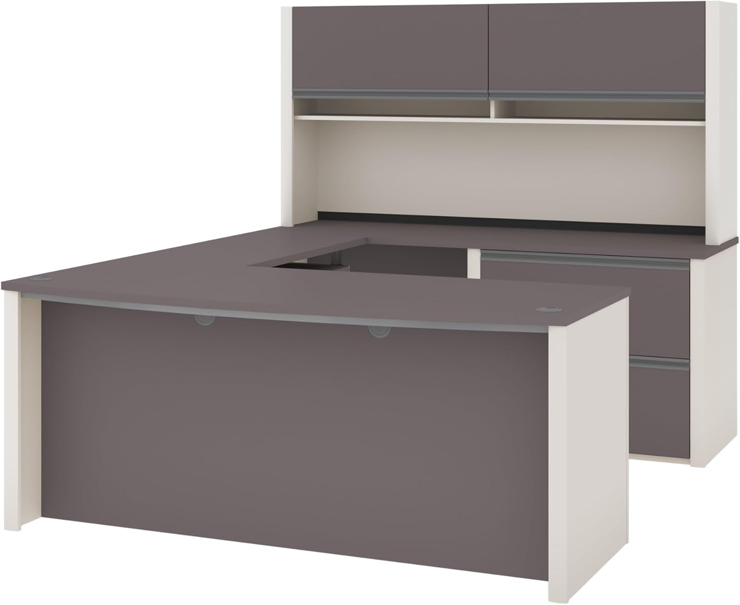 BESTAR Connexion U-Shaped Workstation with Two Oversized Pedestals, Slate/Sandstone | With Two Oversized Pedestals