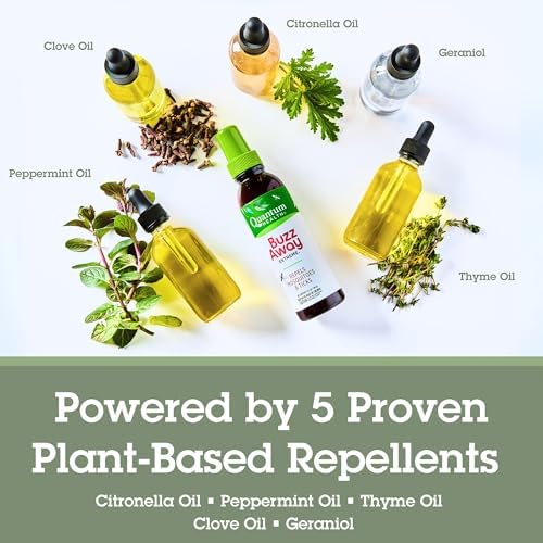 Quantum Health Buzz Away Extreme Mosquito & Tick DEET-Free Repellent, 8 oz | Effective Outdoor Bug Spray, Kid-Friendly, Geraniol, Peppermint, Citronella, Thyme & Clove, Independent Field Tested