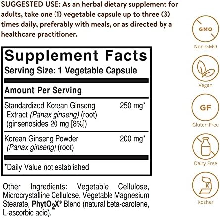 Solgar Korean Ginseng Root Extract, 60 Vegetable Capsules - Immune Support | Standardized, Full Potency (SFP) - Non-GMO, Vegan, Gluten Free