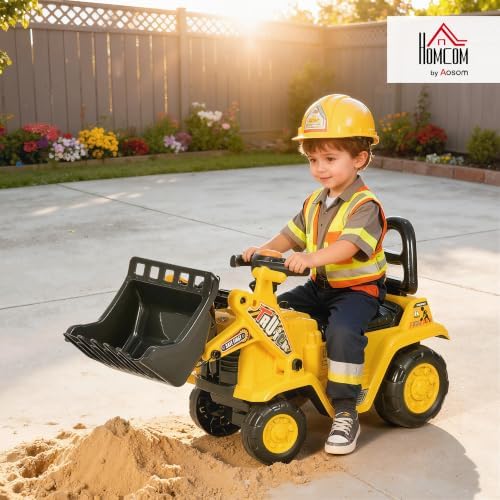 HOMCOM Ride On Excavator Ride On Bulldozer with Horn, Under Seat Storage