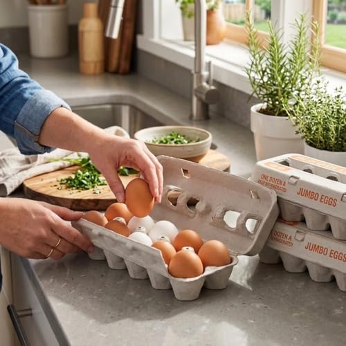 FarmTek Jumbo Egg Cartons – 200 Count, Molded Fiber Bulk Pack | Secure Jumbo Egg Storage, Durable Molded Fiber, Protective Natural Finish