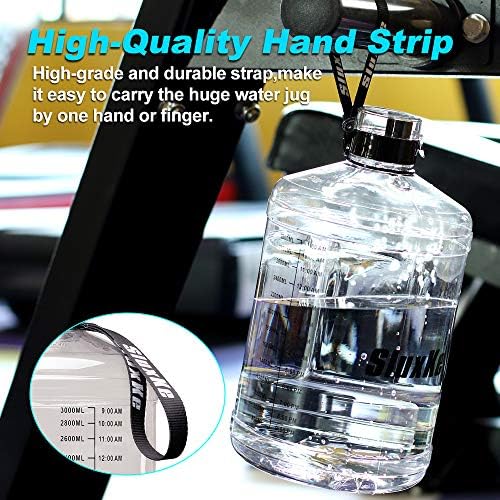 SLUXKE Gallon Big Water Bottle with Handle, 128oz Leakproof BPA Free Fitness Sports Water Bottle with Motivational Time Marker & Wide Mouth Ensure You Drink More Water