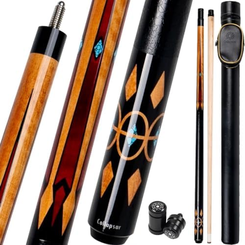 Collapsar CA Pool Stick with 1X1 Hard Case 58" Billiard Cue Stick | Canadian Maple Shaft with 13mm Cue Tip,19-21 oz Professional Pool Cue Set
