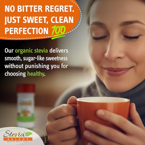 Stevia Select Organic Stevia Powder 1.25oz - Sugar Free Plant Based Pure Stevia Sweetener Stevia Extract Keto Sugar Substitute No Additives Zero Calorie