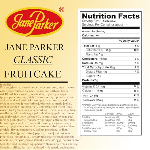 Jane Parker Classic Light Fruit Cake 16 Ounce (1 pound) Fruitcake in Box