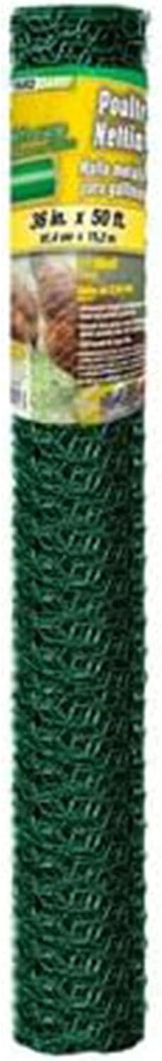 YardGard Galvanized PVC Coating Hexagonal Poultry Netting for Confinement and Support of Animals, Plants, Soil or Compost Materials, Green