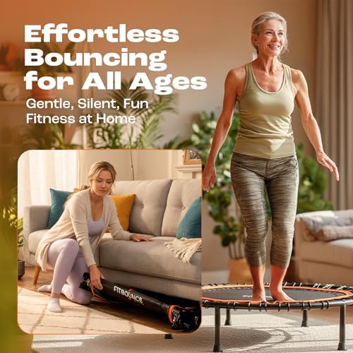 MXL FIT Bounce PRO XL Bungee Rebounder - Premium Indoor Mini Trampoline for Adults, Silent Low-Impact Bounce