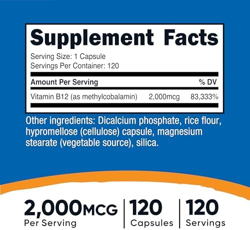Nutricost Vitamin B12 (Methylcobalamin) 2000mcg, 240 Capsules, Gluten Free | Vegetarian Caps, GMO-Free, B12 Supplement