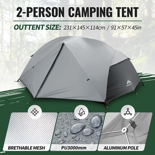 Forceatt Tent for 2 and 3 Person is Waterproof and Windproof, Camping Tent for 3 to 4 Seasons