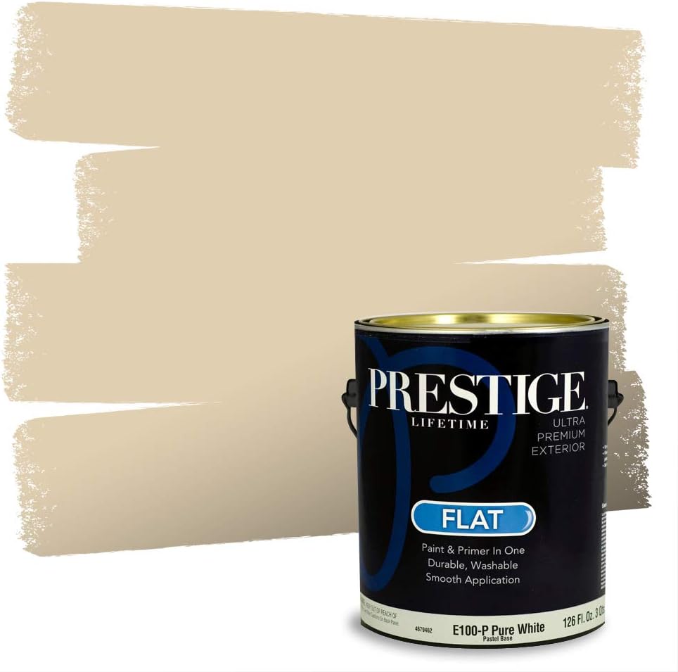 PRESTIGE Paints Exterior Paint and Primer In One, 1-Gallon, Satin, Comparable Match of Sherwin Williams* Relaxed Khaki*