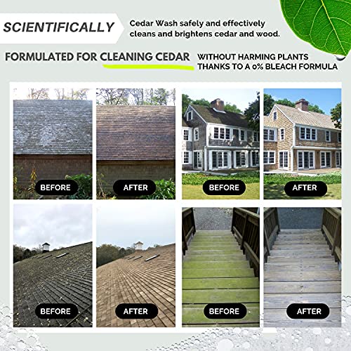 Wash Safe™ CEDAR WASH | Eco-Safe and Organic Wood Cleaner | Clear, Bleach-Free Powder Concentrate | Clean Cedar Shakes, Shingles, Clapboard, Decks, Beams and Wood Surfaces, 3LB.