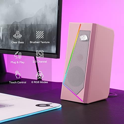 Redragon GS520 Wired 2.0 Channel Stereo Sound Desktop RGB Computer Speakers