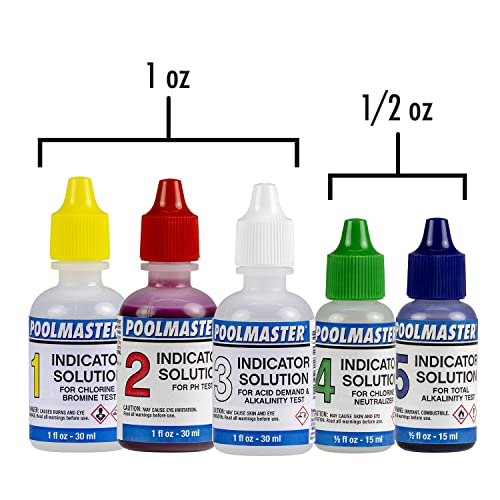 Poolmaster 5-Way Pool and Spa Water Test Kit with Case, Swimming Pool Chemical Test Kit for Chlorine, Bromine, pH, Alkalinity and Acid Demand