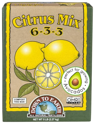 Down To Earth All Natural Fertilizers Organic Citrus Mix - 6-3-3, 1 lb | Plant Food for Lemons, Limes, Oranges, Avocados, Fruit Trees, Vines, Contains Nitrogen, Zinc, Iron, For Blossoms and Fruits