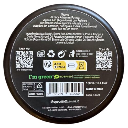 Goodfellas' Smile Amber Fougere Shaving Soap, Made in Italy | Builds Dense, Cushioning Lather For Smooth Razor Glide, Scented With Lavender
