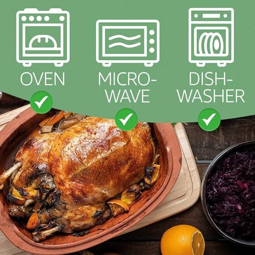 Romertopf Clay Roaster | Non-Stick Dutch Oven | Healthy Pot Cooking | Clay Baker | Versatile Cooking Vessel - 7.3 Quarts (7 Liters) For Up To 8 People