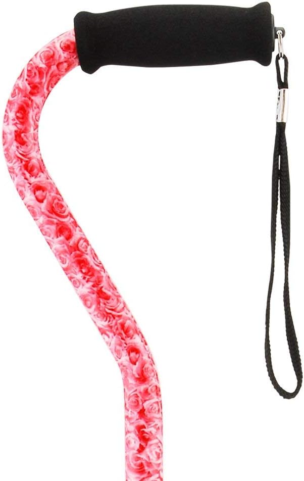 NOVA Designer Walking Cane with Offset Handle, Lightweight Adjustable Walking Stick with Carrying Strap, “Maui Flowers” Design