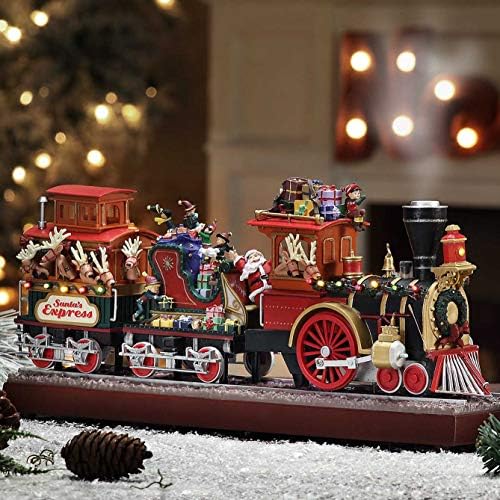 Mr. Christmas Animated Musical Santa's Train Express with Working Smokestack, 16.5 Inch, Red