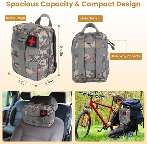 125 Pcs Survival Kit with First Aid Supplies, Tactical Emergency Gear for Outdoor Adventures, Hiking, Camping, Hunting, Fishing