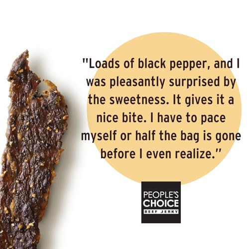 People's Choice Beef Jerky - Sweet & Smoky - Cowboy Peppered 16 oz Bag | 1 lb, 9g Protein Per Serving, Low Sodium, Strip Cut, Made In USA