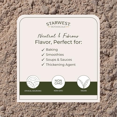 Starwest Botanicals Psyllium Husks Powder Organic, Non GMO - Bulk 1 lb Bag | Ground Natural Psyllium Fiber Powder, Use for Baking, Smoothies