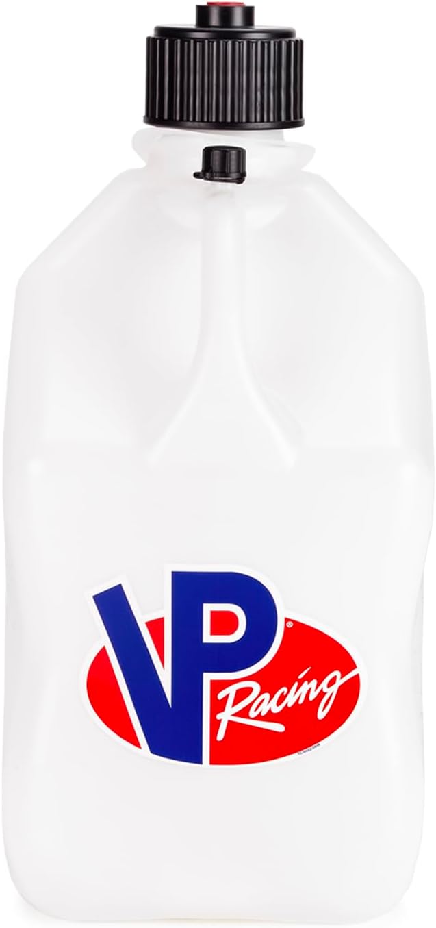 VP Racing Fuels 5.5 Gallon Motorsport Utility Container with 14 Inch Standard Hose Close Trimmed Cap and Neck for Tight Seal, White (4 Pack)