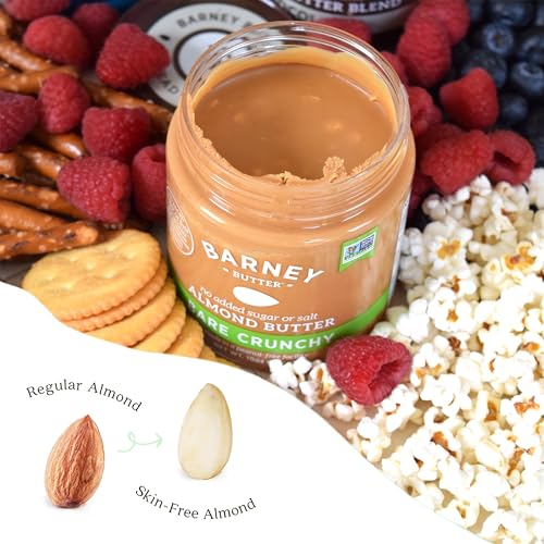 Barney Butter Almond Butter, Bare Smooth, 16 Ounce Jar, No Added Sugar or Salt, Skin-Free Almonds, No Stir, Non-GMO, Gluten Free, Keto, Paleo, Vegan