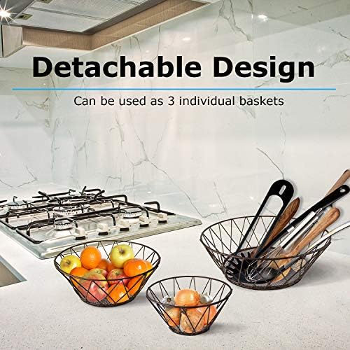 Heavy Duty - 3 Tier Hanging Kitchen Black Fruit Basket