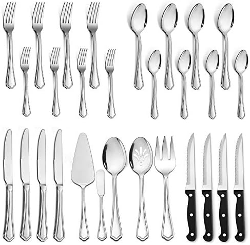 LIANYU 77-Piece Silverware Flatware Set for 12, Stainless Steel Cutlery Set
