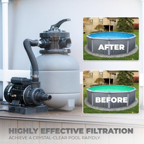 XtremepowerUS 13" Sand Filter Pump System for Above Ground Swimming Pool Self-Priming Pool Pump Multi-Port Valve, Strainer Basket 2, 400 GPH, Up to 10