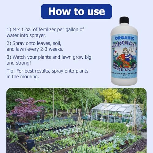 Neptune's Harvest Fish & Seaweed Liquid Fertilizer (2-3-1) - 1 Gallon Bottle - Plant Food for Garden - Indoor & Outdoor Organic Plant Fertilizer for Vegetables, Flowers, Fruit, and Lawns