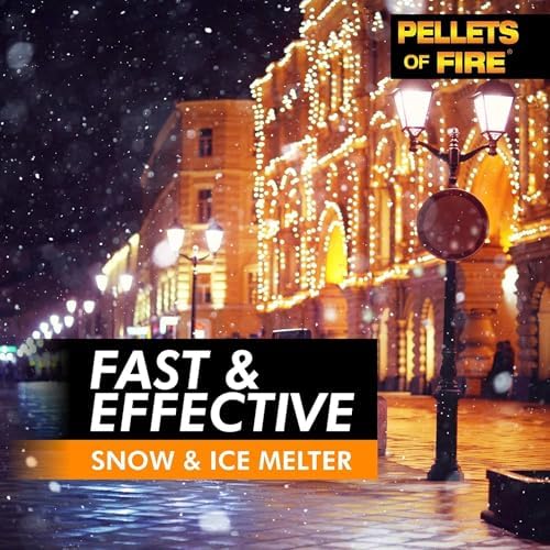 Snow Joe Pellets of Fire Ice Melter, Heat-Generating Calcium Chloride Pellets, 50 Lbs - Fast-Acting Deicer and Remover for Concrete, Driveway