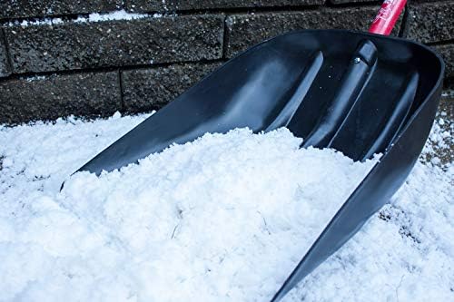 Snow Mulch Scoop Shovel Fiberglass Handle, Made in USA | Poly scoop, 18"x14"x4" head, 54" total, 3 lbs, D-grip, fiberglass handle, polyester veil