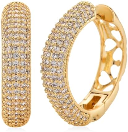Cubic Zirconia Hoop Earrings in Goldtone