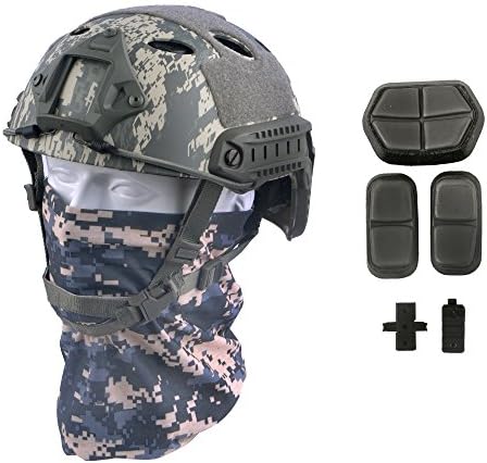 LOOGU Fast BJ Base Jump Tactical Helmet for Airsoft with 12-in-1 Headwear