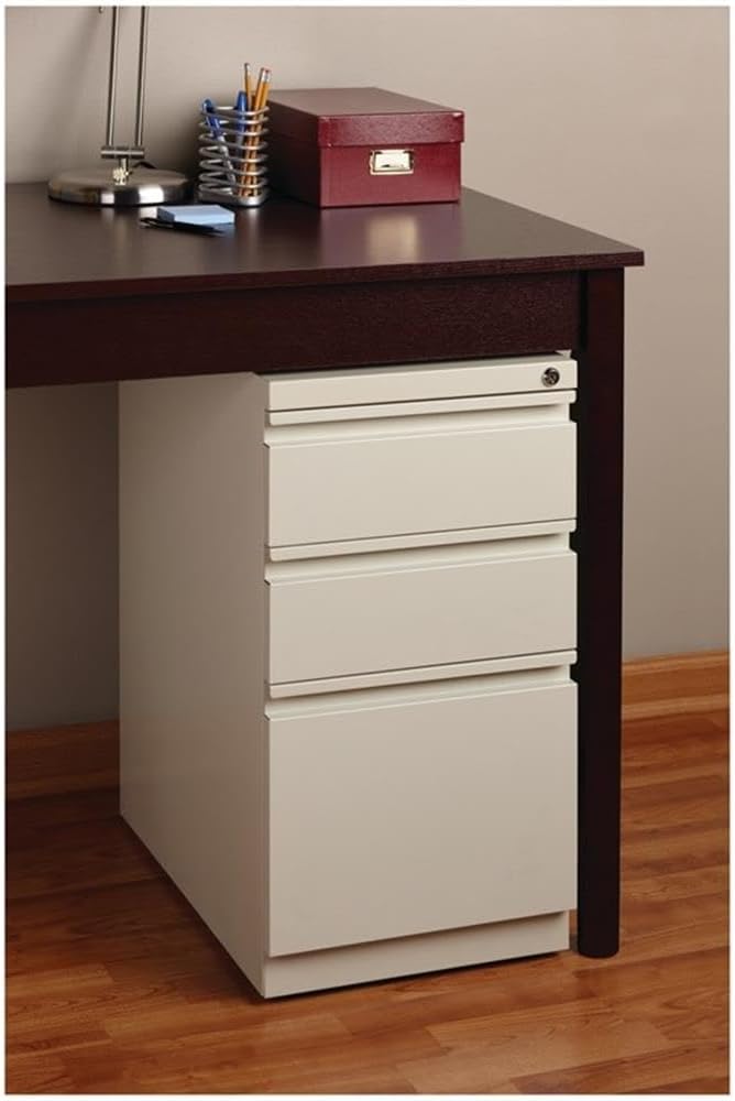 Pemberly Row 3 Drawers 27.75" Vertical White Metal Filing Cabinet Lockable Pre-Assembled Stationary Letter Size for Home, Office